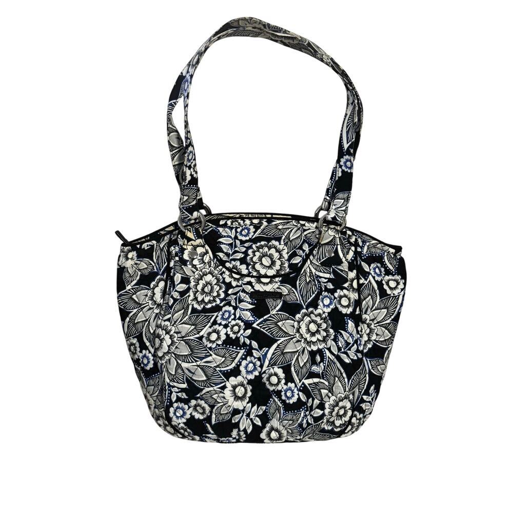Vera Bradley Glenna Iconic Snow Lotus should bag Silver Hardware top zip closure